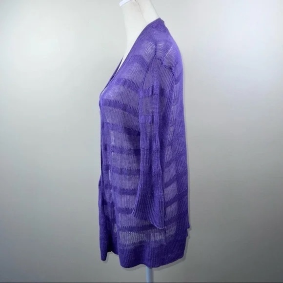 EILEEN FISHER linen open cardigan SWEATER - Picture 2 of 6